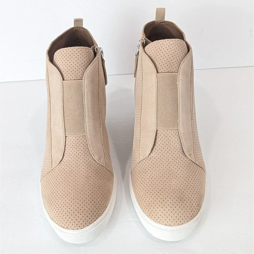 Linea Paolo FELICIA SUEDE Platform Wedge Sneaker Size‎ 8.5 Blush Side Zip Bootie